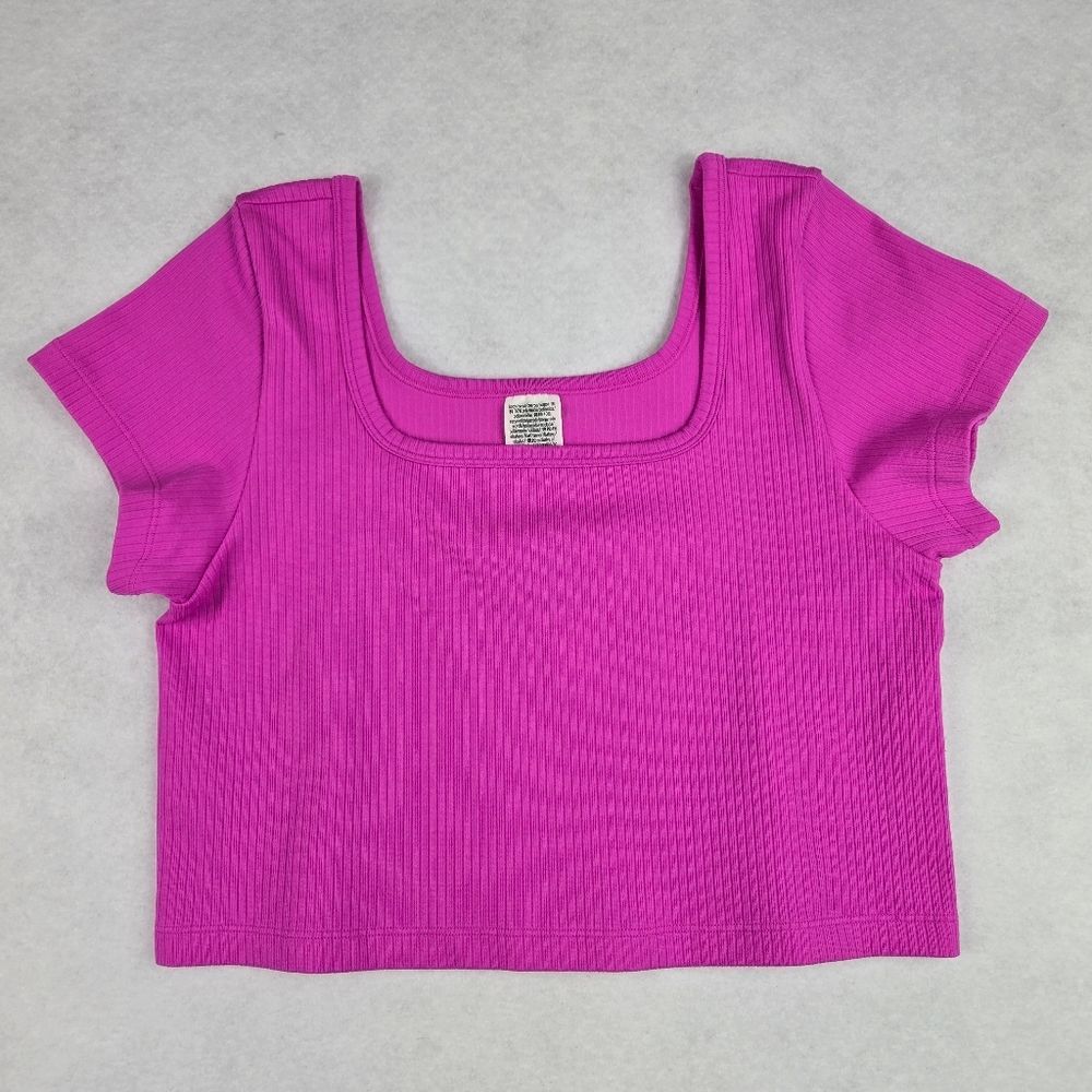 Pink Victorias Secret Women’s Square Neck Ribbed Crop Top